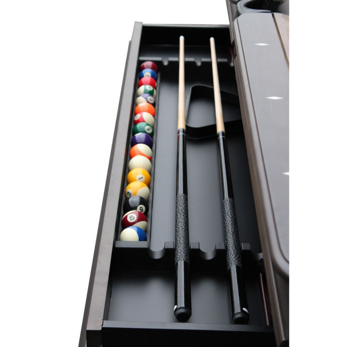 Plank & Hide Elias Wood Pool Table with Drawer (Size 8') 87009-GRG with Accessory Kit and White Glove Delivery