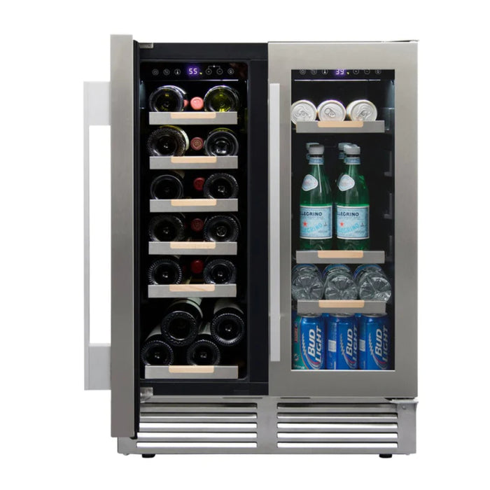 Avanti 24" ELITE Series Built-In and Freestanding Side by Side Dual Zone Wine and Beverage Cooler with 19 Bottle and 56 Can Capacity WBE1956Z3S