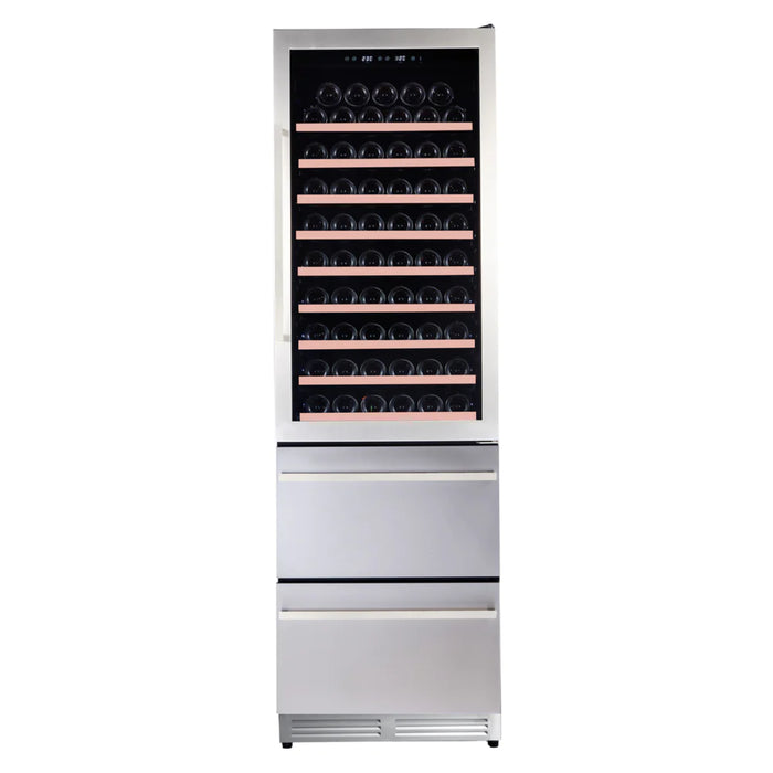 Avanti 24" ELITE Series Dual Zone Combination Wine Cooler with 108 Bottle Capacity and 2 Drawer Beverage Center WCDD108E3S