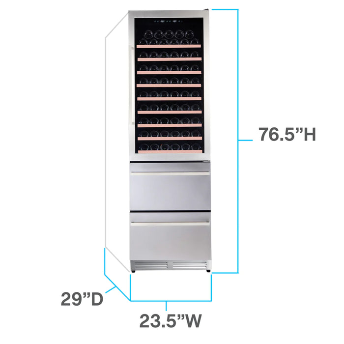 Avanti 24" ELITE Series Dual Zone Combination Wine Cooler with 108 Bottle Capacity and 2 Drawer Beverage Center WCDD108E3S