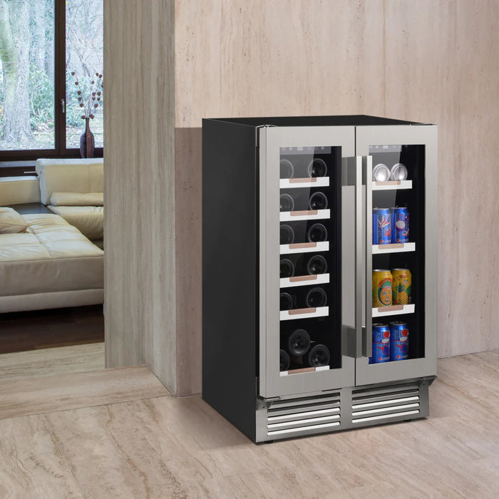 Avanti 24" ELITE Series Built-In and Freestanding Side by Side Dual Zone Wine and Beverage Cooler with 19 Bottle and 56 Can Capacity WBE1956Z3S