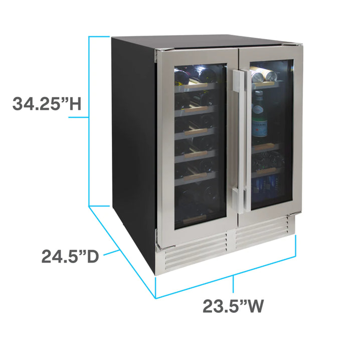 Avanti 24" ELITE Series Built-In and Freestanding Side by Side Dual Zone Wine and Beverage Cooler with 19 Bottle and 56 Can Capacity WBE1956Z3S