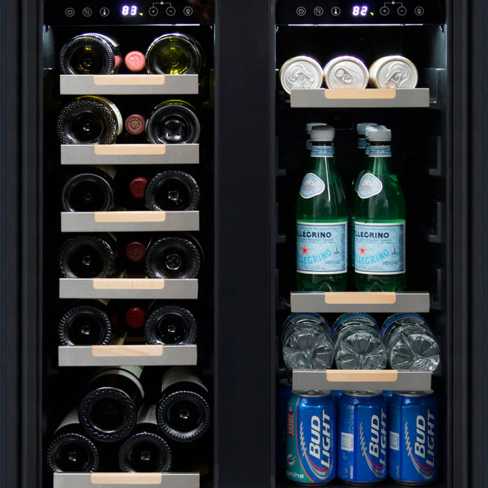 Avanti 24" ELITE Series Built-In and Freestanding Side by Side Dual Zone Wine and Beverage Cooler with 19 Bottle and 56 Can Capacity WBE1956Z3S