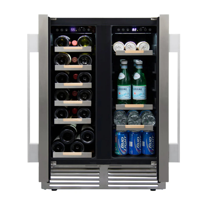 Avanti 24" ELITE Series Built-In and Freestanding Side by Side Dual Zone Wine and Beverage Cooler with 19 Bottle and 56 Can Capacity WBE1956Z3S