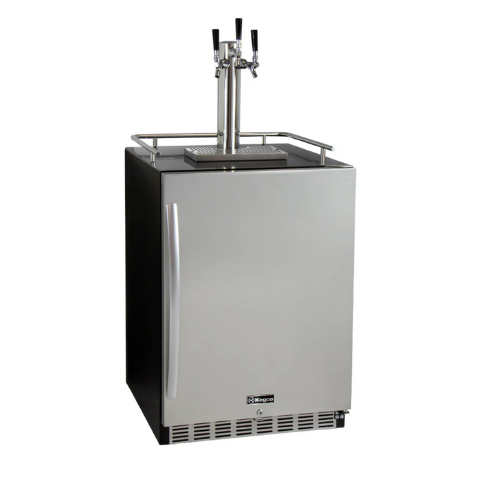 Kegco 24" Triple Faucet Freestanding or Built-in Indoor Kegerator - HK38BSU-3