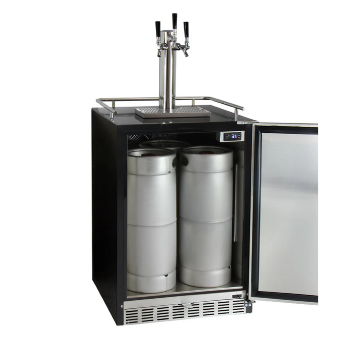 Kegco 24" Triple Faucet Freestanding or Built-in Indoor Kegerator - HK38BSU-3