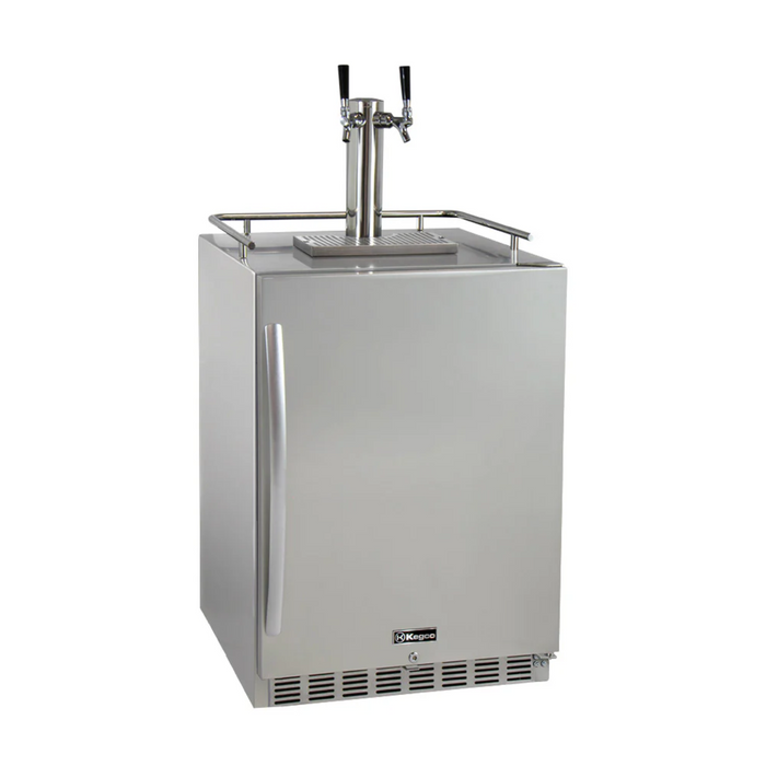 Kegco 24" Dual Faucet Freestanding or Built-in Outdoor Kegerator - HK38SSU-2