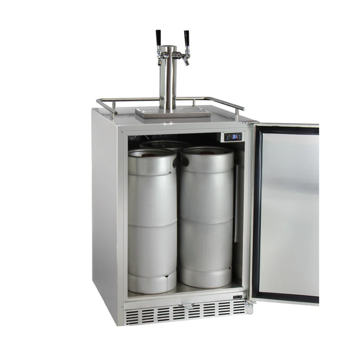 Kegco 24" Dual Faucet Freestanding or Built-in Outdoor Kegerator - HK38SSU-2