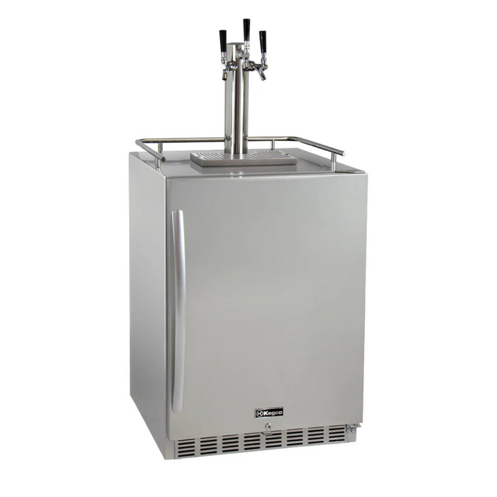 Kegco 24" Triple Faucet Freestanding or Built-in Outdoor Kegerator - HK38SSU-3