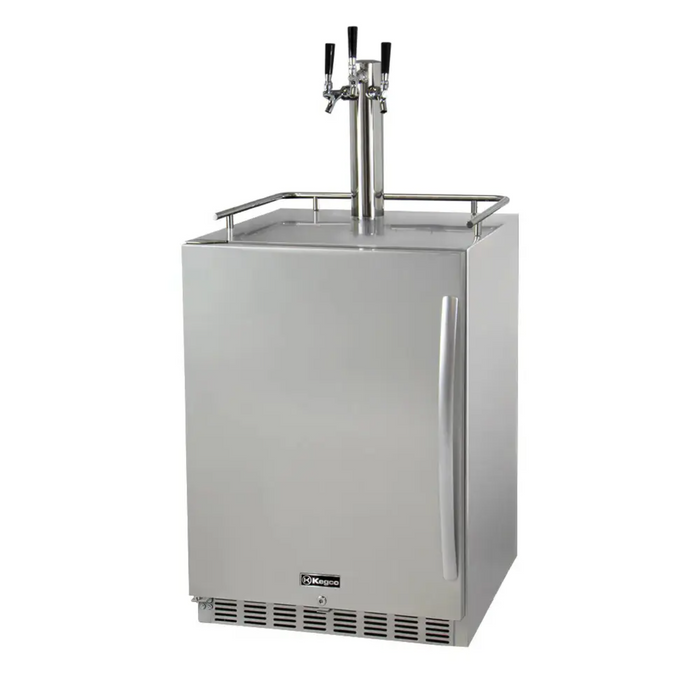 Kegco 24" Triple Faucet Freestanding or Built-in Outdoor Kegerator - HK38SSU-3