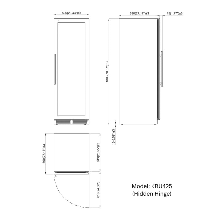 KingsBottle 23.5" Low-E Glass Door Dual Zone Wine Cooler with 159 Bottle Capacity KBU425DX