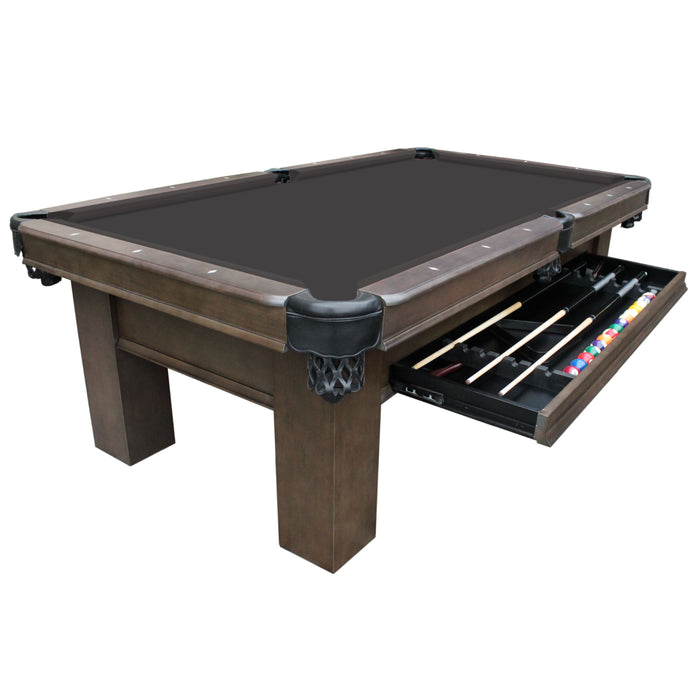 Plank & Hide Elias Wood Pool Table with Drawer (Size 8') 87009-GRG with Accessory Kit and White Glove Delivery