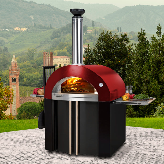 Forno Venetzia Bellagio 300 Freestanding Wood-Fired Pizza Oven with Cart and Cover (Residential) FVBEL300R