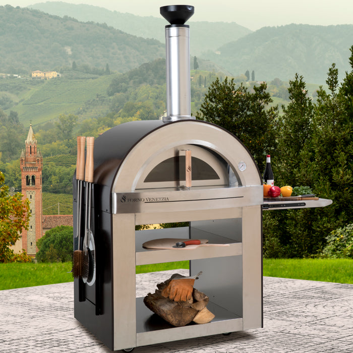 Forno Venetzia Torino 500 Freestanding Wood-Fired Pizza Oven with Cart (Residential) FVTOR500C