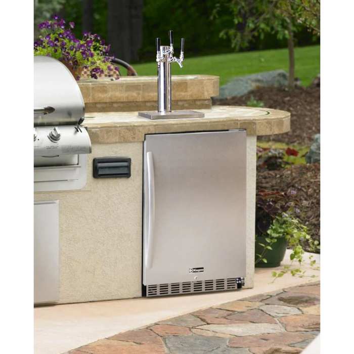 Kegco 24" Triple Faucet Freestanding or Built-in Outdoor Kegerator - HK38SSU-3