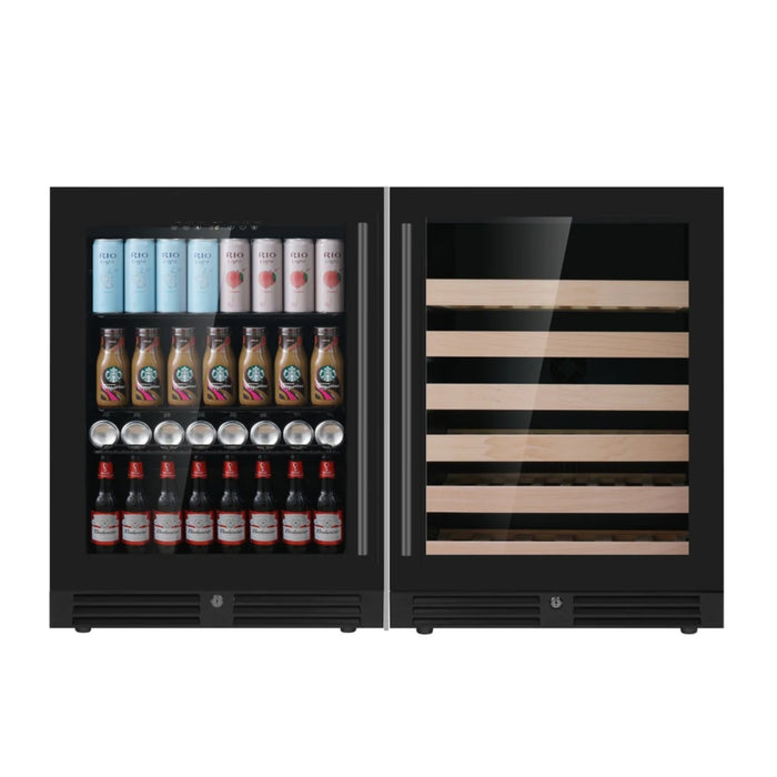 KingsBottle 23.5" Undercounter Dual Zone Wine & Beverage Center with 46 Bottle & 161 Can Capacity KBU145BW2