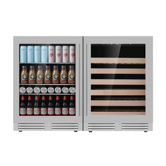 KingsBottle 23.5" Undercounter Dual Zone Wine & Beverage Center with 46 Bottle & 161 Can Capacity KBU145BW2