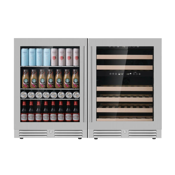 KingsBottle 23.5" Ultimate Dual Zone Wine & Beverage Center with 46 Bottle & 161 Can Capacity KBU145BW3