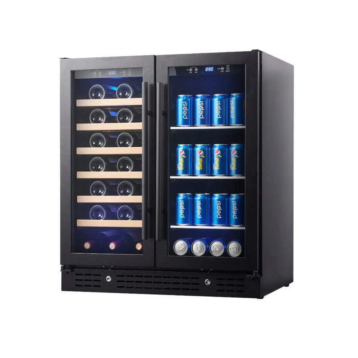 KingsBottle 29.5" Dual Zone Wine and Beverage Center with 33 Bottle & 77 Can Capacity KBU165BW