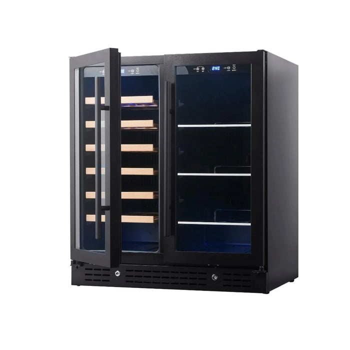 KingsBottle 29.5" Dual Zone Wine and Beverage Center with 33 Bottle & 77 Can Capacity KBU165BW