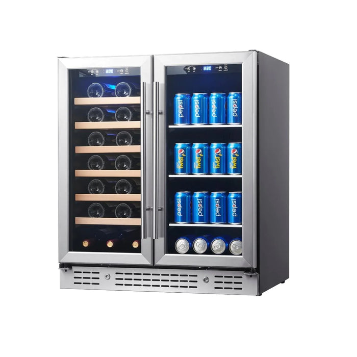 KingsBottle 29.5" Dual Zone Wine and Beverage Center with 33 Bottle & 77 Can Capacity KBU165BW