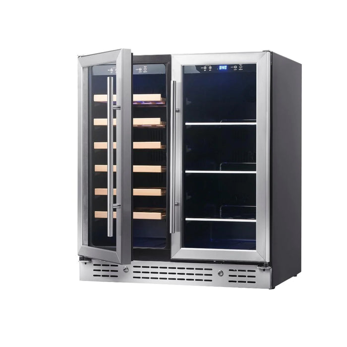 KingsBottle 29.5" Dual Zone Wine and Beverage Center with 33 Bottle & 77 Can Capacity KBU165BW