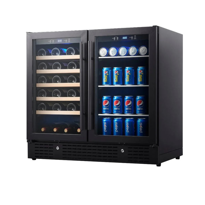 KingsBottle 35.4" Dual Zone Wine and Beverage Center with 34 Bottle & 98 Can Capacity KBU190BW