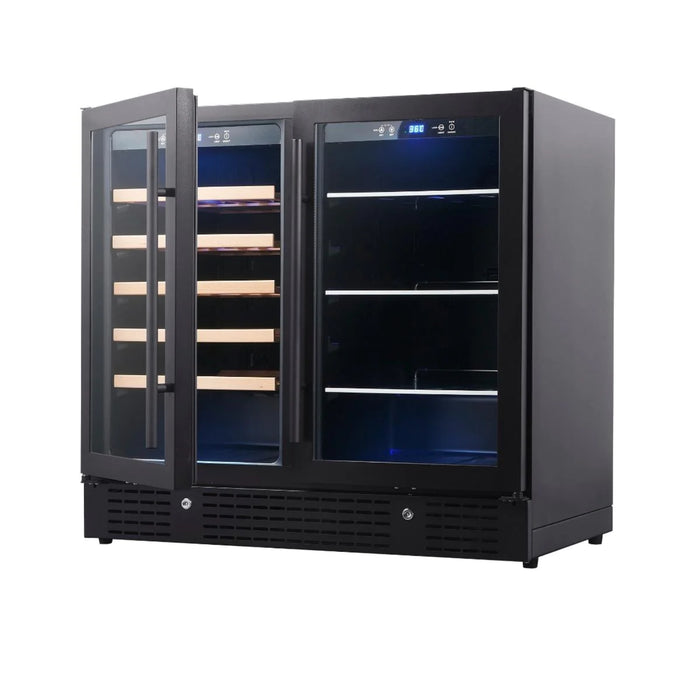 KingsBottle 35.4" Dual Zone Wine and Beverage Center with 34 Bottle & 98 Can Capacity KBU190BW