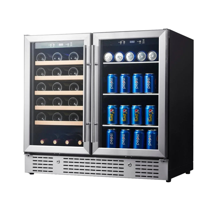 KingsBottle 35.4" Dual Zone Wine and Beverage Center with 34 Bottle & 98 Can Capacity KBU190BW