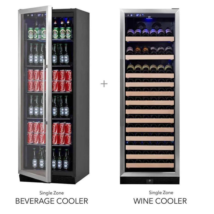 KingsBottle 23.5" Dual Zone Wine & Beverage Center with 166 Bottle & 625 Can Capacity KBU170BW2