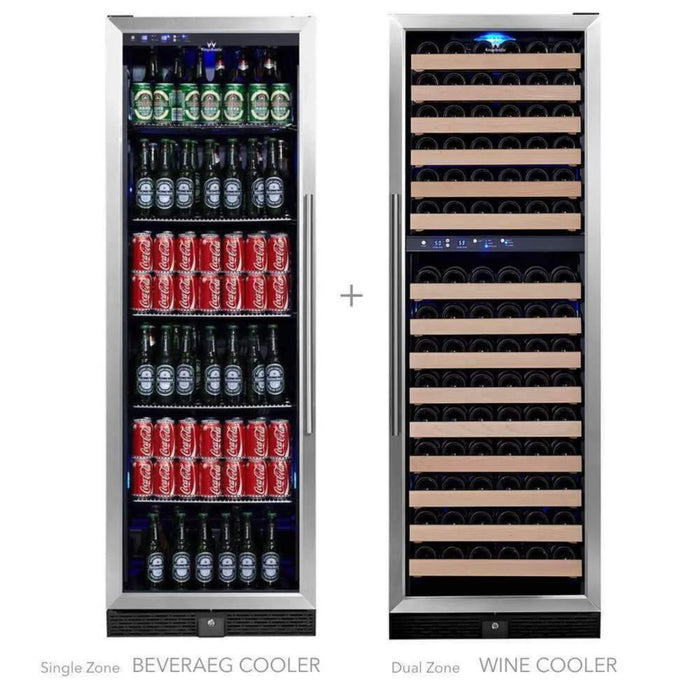 KingsBottle 23.5" Triple Zone Wine & Beverage Center with 164 Bottle & 450 Can Capacity KBU170BW3