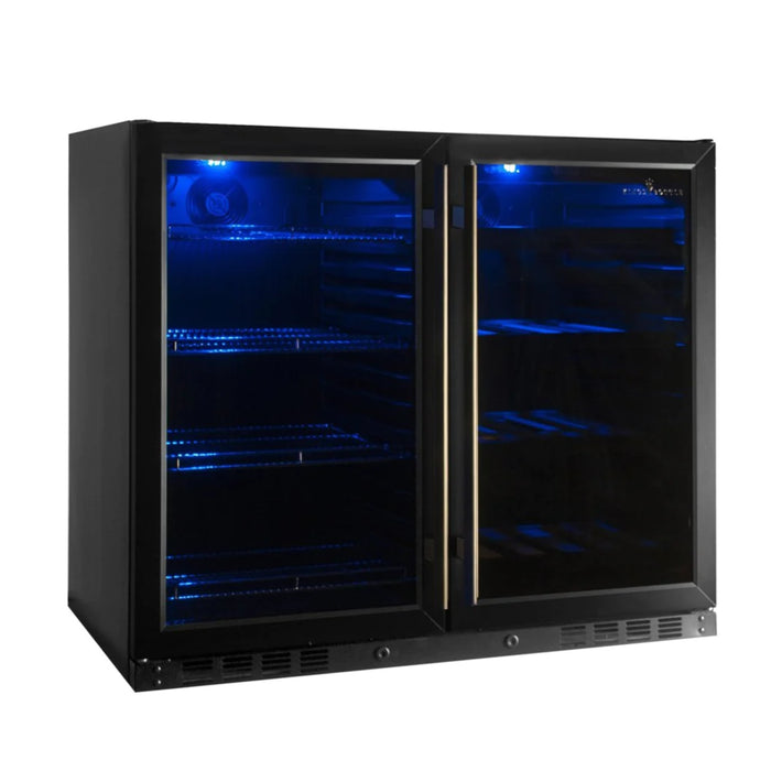 KingsBottle 38.8" Undercounter Dual Zone Wine & Beverage Center with 28 Bottle & 100 Can Capacity KBU28LRX