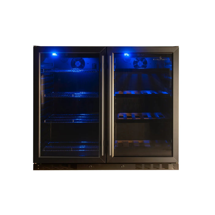 KingsBottle 38.8" Undercounter Dual Zone Wine & Beverage Center with 28 Bottle & 100 Can Capacity KBU28LRX