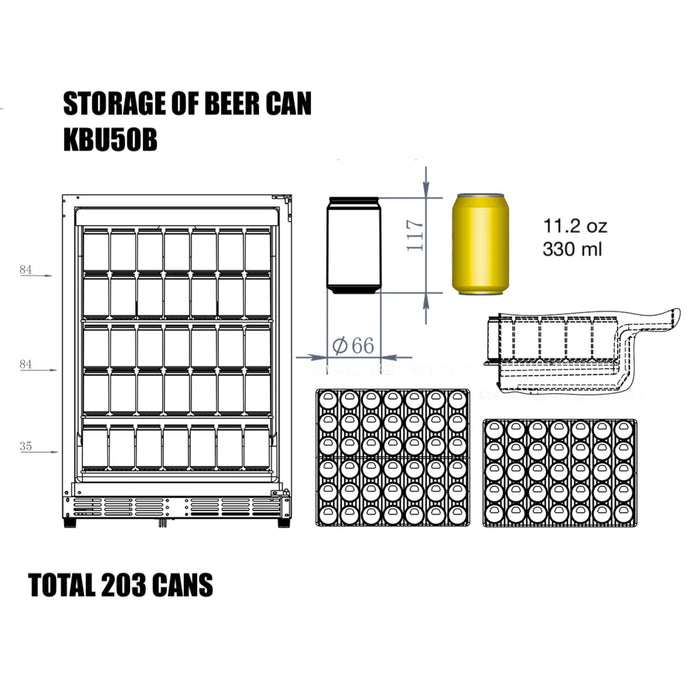 KingsBottle 23.5" Triple Zone Wine & Beverage Center with 44 Bottle & 160 Can Capacity KBU50BW3-SS