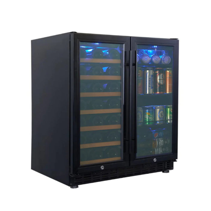 KingsBottle 29.5" Undercounter Dual Zone Wine and Beverage Center with 31 Bottle & 58 Can Capacity KBUSF66BW-BP