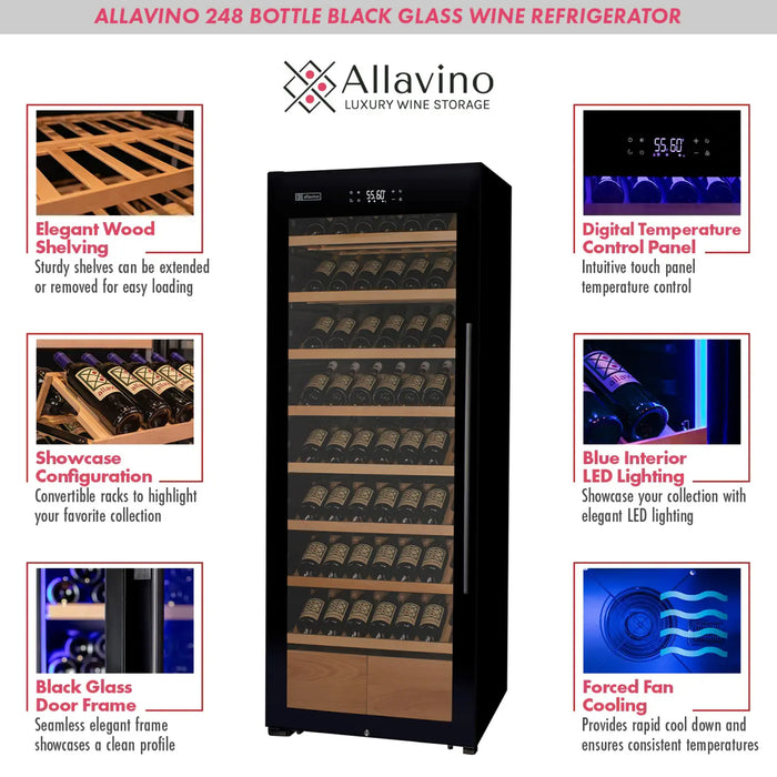 Allavino 29" Single Zone Wine Cooler with 248 Bottle Capacity KWR248S