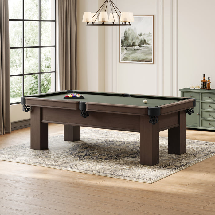 Plank & Hide Elias Wood Pool Table with Drawer (Size 8') with Free Accessory Kit and Free White Glove Delivery & Installation