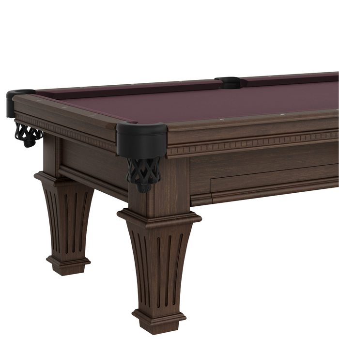 Plank & Hide Talbot Wood Pool Table with Drawer (Size 8') with Free Accessory Kit and Free Delivery & Installation