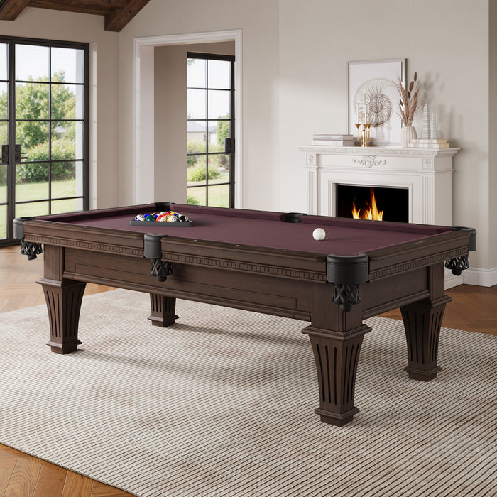 Plank & Hide Talbot Wood Pool Table with Drawer (Size 8') with Free Accessory Kit and Free Delivery & Installation