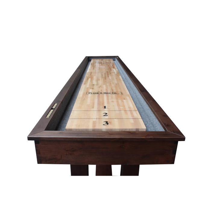 Plank & Hide Lucas Shuffleboard Table with Bowling Pin Set and White Glove Delivery