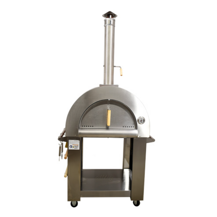 Omcan Stainless Steel Wood-Fired Pizza Oven with Red Enamel Exterior WO-CN-0640R