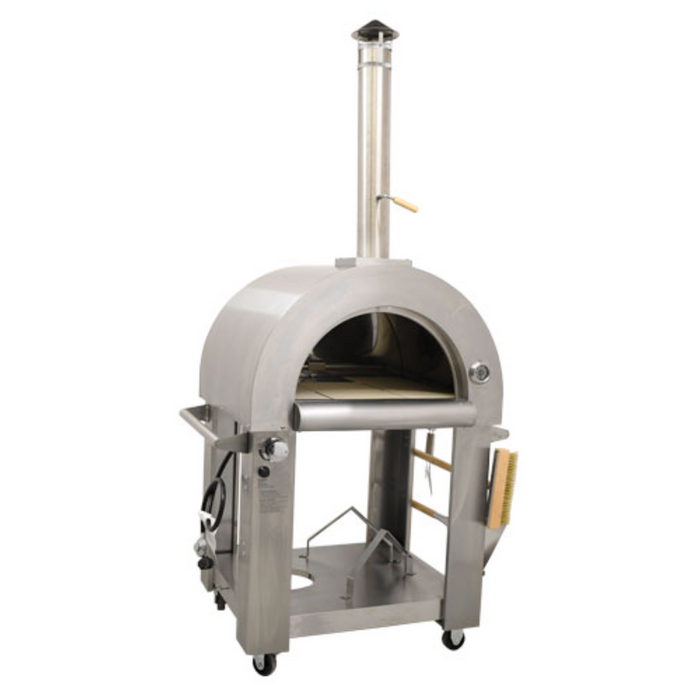 Omcan Stainless Steel Wood Burning and Propane Pizza Oven 35,000 BTU