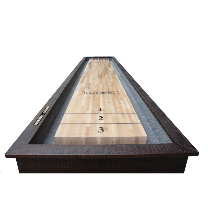 Plank & Hide Otis Shuffleboard Table with Bowling Pin Set and White Glove Delivery