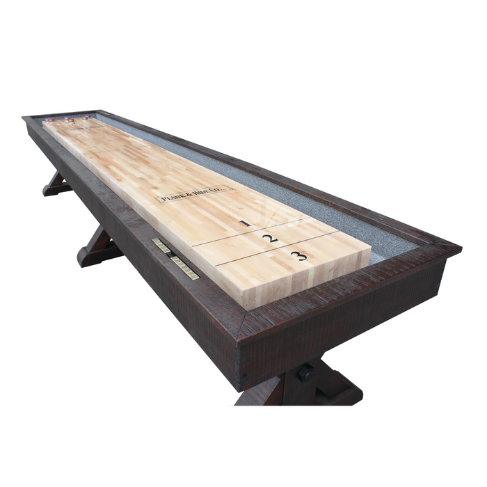 Plank & Hide Otis Shuffleboard Table with Bowling Pin Set and White Glove Delivery