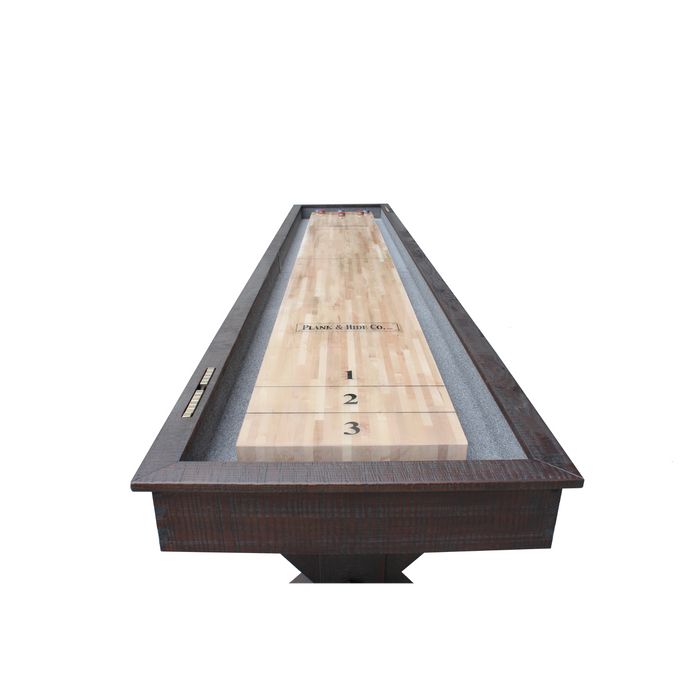 Plank & Hide Otis Shuffleboard Table with Bowling Pin Set and White Glove Delivery