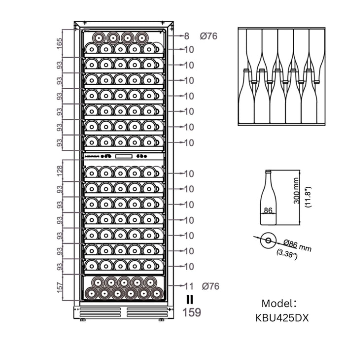 KingsBottle 23.5" Triple Zone Wine & Beverage Center with 159 Bottle & 630 Can Capacity KBU425BW3