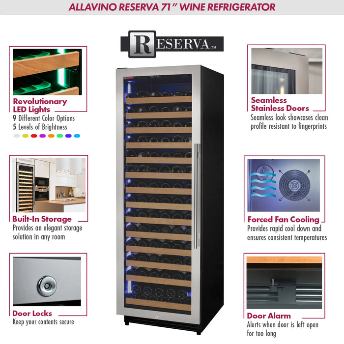 Allavino 23.5" Reserva Series Single Zone Wine Cooler with 163 Bottle Capacity VSW16371S