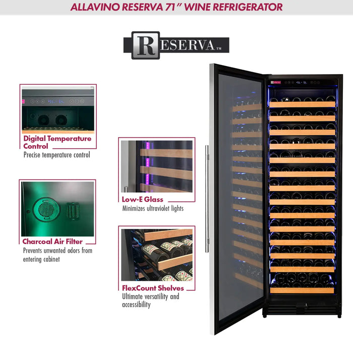 Allavino 23.5" Reserva Series Single Zone Wine Cooler with 163 Bottle Capacity VSW16371S