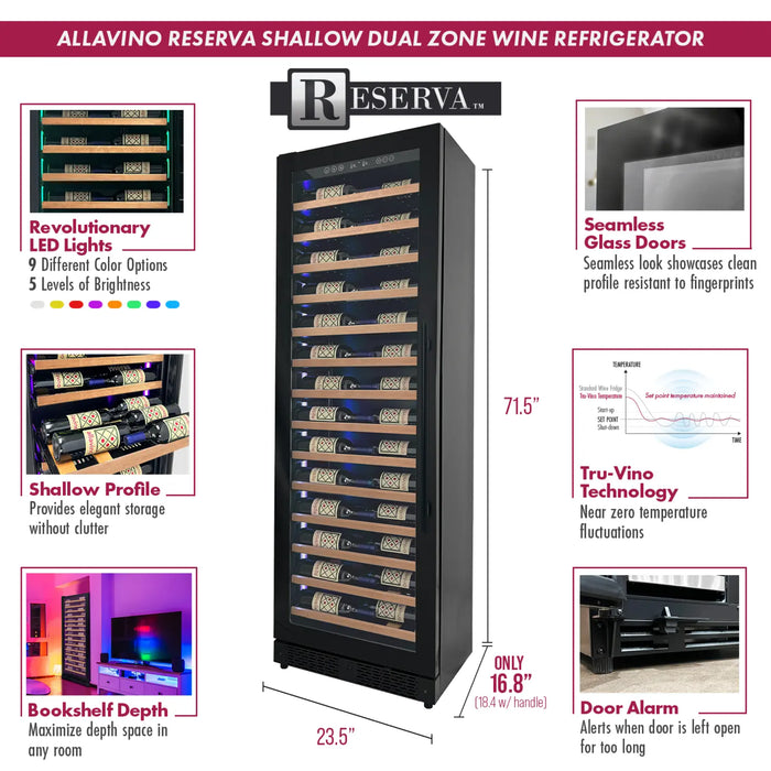 Allavino 23.5" Reserva Series Shallow Single Zone Wine Cooler with 67 Bottle Capacity VSW6771S