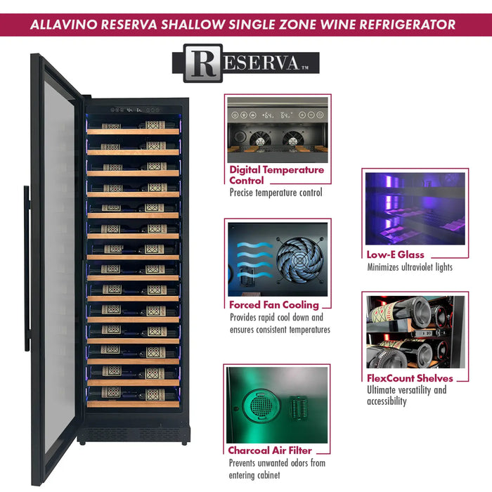 Allavino 23.5" Reserva Series Shallow Single Zone Wine Cooler with 67 Bottle Capacity VSW6771S